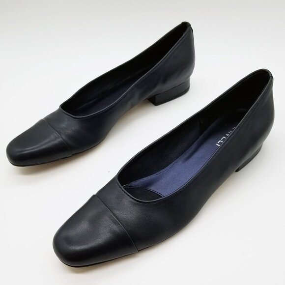 Vaneli Fc-313 Navy Nappa Soft Leather Cap Toe Ballet Flat Narrow SS Size 9 $175 - Picture 14 of 15